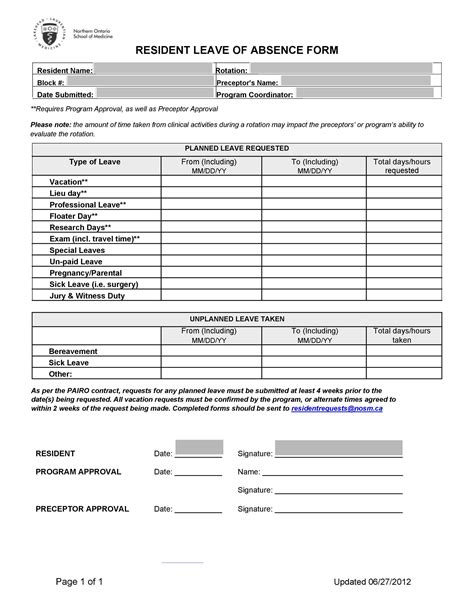 This form, duly completed, and SUPPORTED by the signature of the relevant authority as indicated in the Policy for Leave of Absence (LOA) Applications by Students (see back of form for details), should be presented to the Head of Department (HoD) whenever prescribed course requirements have been or are going to be missed. . Yorkville university leave of absence